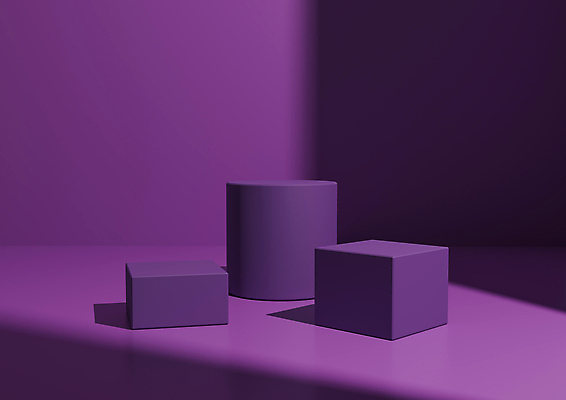 JPG 해외이미지 일러스트 그림자 사람없음 3D 보라색 정사각형 심플 원기둥 단상 해외일러스트 해외포토 포토 도형 컬러 원형 디지털합성 파일형식 이미지허브