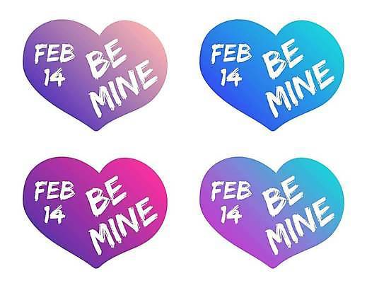 EPS 해외이미지 일러스트 발렌타인데이 사랑 사람없음 파란색 세트 보라색 하트 메시지 그라데이션 해외일러스트 모양 감정 컬러 데이이벤트 파일형식 벡터 이미지허브