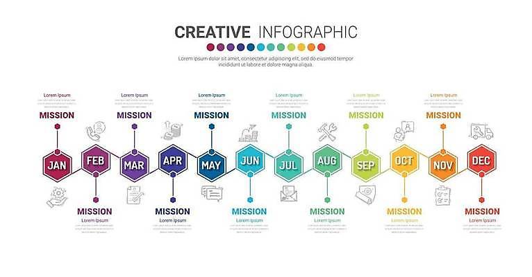EPS 해외이미지 일러스트 비즈니스 사람없음 컬러풀 인포그래픽 연도 단계 미션 해외일러스트 컬러 파일형식 벡터 이미지허브