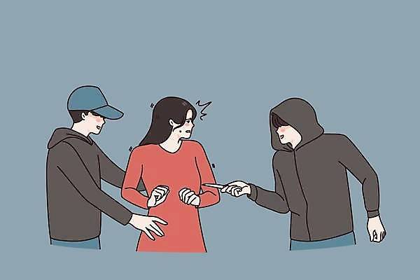 EPS 해외이미지 응시 여자 남자 일러스트 들기 상반신 성인 세명 놀람 폭력 범죄 칼 위험 공격 무서움 위협 공포 피해자 흉기 성인만 해외일러스트 시선 감정 컨셉 모션 표정 사람 피해 사회이슈 파일형식 벡터 이미지허브