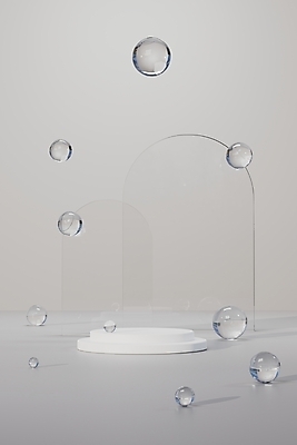 JPG 해외이미지 일러스트 사람없음 3D 회색 원형 투명 아치 단상 유리구슬 해외일러스트 해외포토 포토 도형 컬러 유리 구슬 디지털합성 파일형식 이미지허브