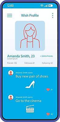 EPS 해외이미지 구두 일러스트 모바일 사람모양 선물 사람없음 파란색 스마트폰 티켓 어플리케이션 온라인쇼핑 UI 영화티켓 온라인몰 위시리스트 인터페이스 프로필 해외일러스트 모양 컬러 신발 핸드폰 스마트기기 쇼핑 영화 온라인 파일형식 벡터 이미지허브