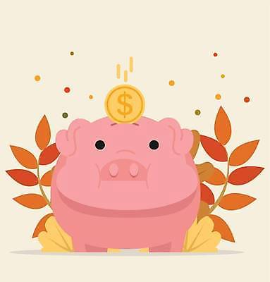 EPS 해외이미지 분홍색 잎 일러스트 사람없음 귀여움 달러 동전 주황색 저축 돼지저금통 떨어짐 투자 해외일러스트 식물 컬러 컨셉 돈 비즈니스 금융 저금통 파일형식 벡터 이미지허브
