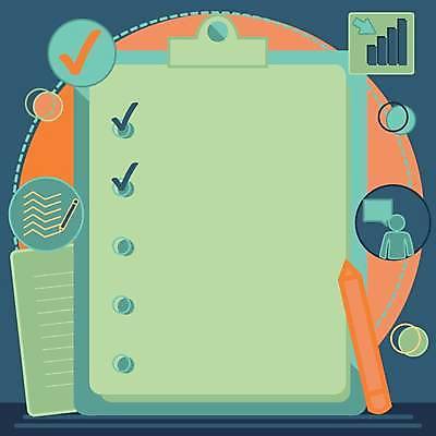 EPS 해외이미지 백그라운드 일러스트 그래프 프레임 사람없음 연필 체크표시 서류판 카피스페이스 해외일러스트 학용품 필기구 사무용품 공백 확인 파일형식 벡터 이미지허브