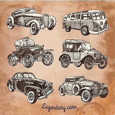EPS 해외이미지 디자인 일러스트 자동차 사람없음 빈티지 클래식 복고 클래식카 클래식자동차 해외일러스트 육상교통 컨셉 승용차 파일형식 벡터 이미지허브