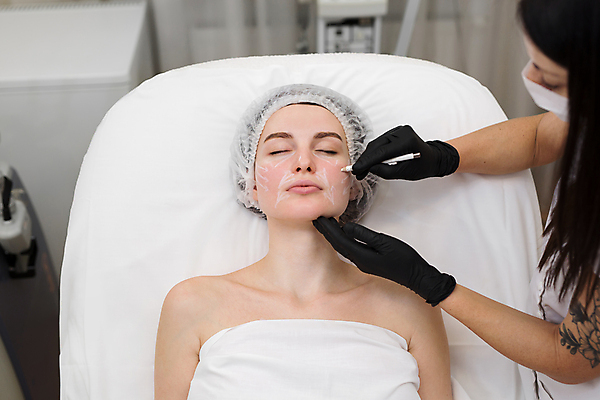 포토 JPG 해외이미지 백인 손 여자 얼굴 선 장갑 신체 건강 병원 사람 성인 두명 치료 파란색 뷰티 약 연필 화장품 환자 의사 흰색 주름 수술 플라스틱 미용사 피부 피부관리 그림 리프트 외과 테라피 순서 돌봄 리프팅 노화 해외포토 서양인 직업 잡화 컬러 컨셉 의학 모션 재질 학용품 신체부위 필기구 의료진 파일형식 이미지허브