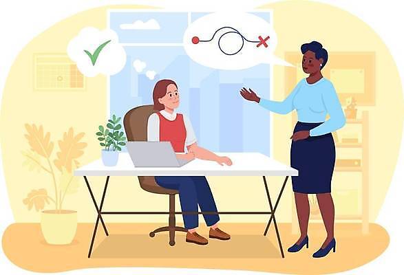 EPS 해외이미지 전신 여자 흑인 생각 일러스트 직장 대화 앉기 성인 두명 사무실 노란색 업무 비즈니스우먼 만화 경영 성인여자만 해외일러스트 서양인 컬러 회사 비즈니스 모션 말하기 사람 작업 직장인 여자만 성인만 파일형식 벡터 이미지허브