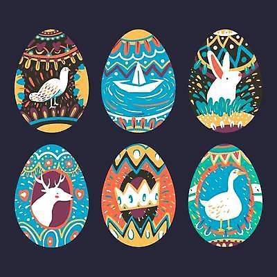 EPS 해외이미지 동물 기독교 일러스트 조류 사슴 왕관 부활절 오리 사람없음 세트 계란 축제 축하 토끼 보트 해외일러스트 기념일 종교 컨셉 배_교통 포유류 반려동물 알 파일형식 벡터 이미지허브