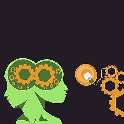 EPS 해외이미지 백그라운드 일러스트 전구 프레임 신체부위 머리 톱니바퀴 카피스페이스 해외일러스트 사람 공백 파일형식 벡터 이미지허브