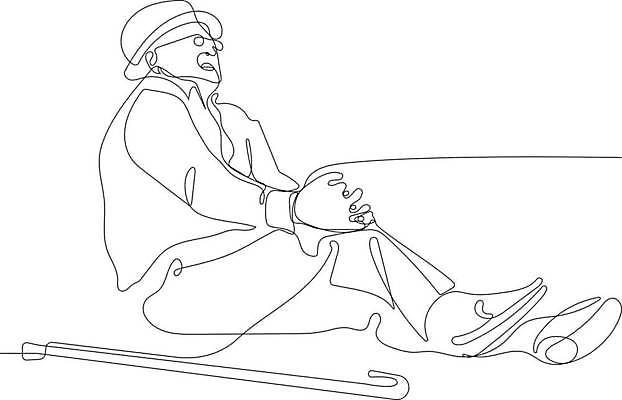 EPS 해외이미지 전신 노년 남자 라인일러스트 일러스트 지팡이 한명 앉기 고통 잡기 라인아트 손그림 드로잉 감싸기 노후건강 무릎통증 노인남자한명만 주저앉기 해외일러스트 1 감정 선 모션 건강 미술 사람 성인 노후 남자한명만 노인남자만 파일형식 벡터 이미지허브