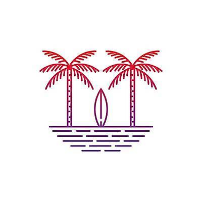 EPS 해외이미지 물결 바다 라인일러스트 일러스트 사람없음 여름 야자수 보라색 서핑보드 심볼 라인아트 해외일러스트 나무 계절 선 컬러 보드_스포츠 파일형식 벡터 이미지허브