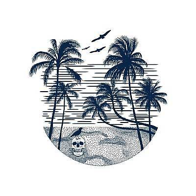 EPS 해외이미지 디자인 물결 바다 일러스트 조류 해골 사람없음 여름 야자수 남색 심볼 해외일러스트 나무 동물 계절 컬러 뼈 파일형식 벡터 이미지허브