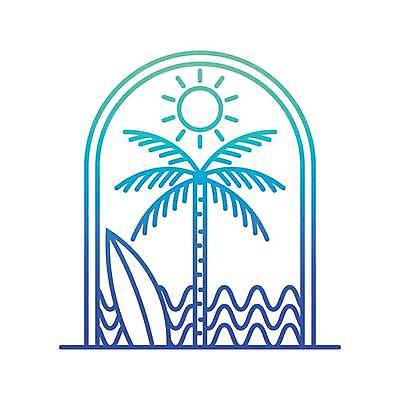 EPS 해외이미지 물결 바다 라인일러스트 일러스트 사람없음 여름 파란색 야자수 태양 서핑보드 심볼 라인아트 아치 해외일러스트 자연요소 나무 계절 선 컬러 보드_스포츠 파일형식 벡터 이미지허브