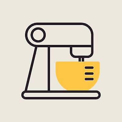 EPS 해외이미지 디자인 일러스트 사람없음 노란색 기계 장비 공구 사발 믹서 섞기 해외일러스트 컬러 도구 사기그릇 파일형식 벡터 이미지허브