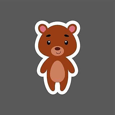 EPS 해외이미지 스티커 일러스트 사람없음 갈색 귀여움 회색 만화 곰캐릭터 해외일러스트 컬러 동물캐릭터 컨셉 곰 파일형식 벡터 이미지허브