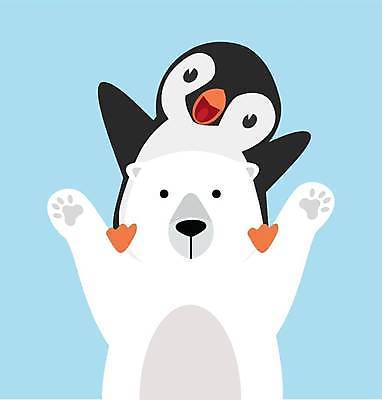 EPS 해외이미지 일러스트 함께함 사람없음 파란색 손들기 우정 펭귄 북극곰 해외일러스트 컬러 컨셉 곰 모션 조류 친구 파일형식 벡터 이미지허브