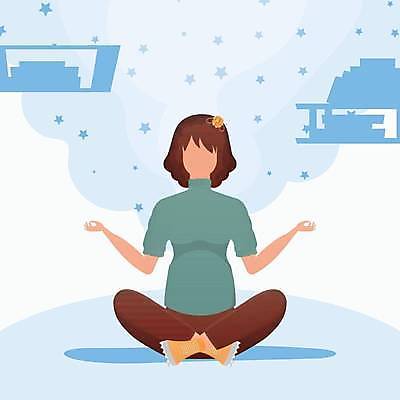 EPS 해외이미지 전신 우먼라이프 여자 별 일러스트 요가 휴식 건강 한명 성인 연기 오 편안함 명상 가부좌 성인여자한명만 해외일러스트 자연요소 1 라이프스타일 웰빙 컨셉 사람 앉기 감각 여자한명만 성인여자만 파일형식 벡터 이미지허브