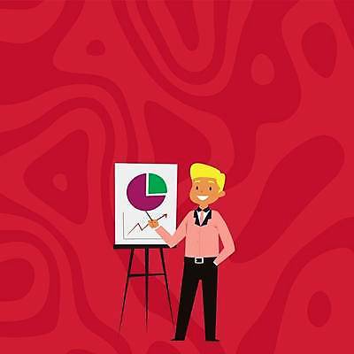 EPS 해외이미지 전신 남자 화살표 백그라운드 일러스트 비즈니스 그래프 아이디어 한명 성인 빨간색 가리킴 주머니손 상승 성인남자한명만 카피스페이스 해외일러스트 1 컬러 컨셉 모션 사람 손짓 공백 남자한명만 성인남자만 파일형식 벡터 이미지허브