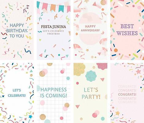 EPS 해외이미지 디자인 분홍색 일러스트 프레임 이벤트 사람없음 세트 생일 꽃가루 생일카드 카피스페이스 해외일러스트 기념일 컬러 카드_감사 공백 가루 파일형식 벡터 이미지허브