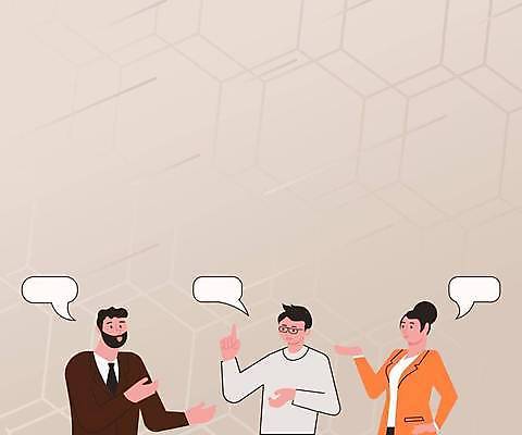 EPS 해외이미지 여자 남자 말풍선 일러스트 협력 말하기 대화 상반신 성인 세명 갈색 비즈니스맨 비즈니스우먼 소통 성인만 해외일러스트 컬러 컨셉 비즈니스 모션 사람 직장인 파일형식 벡터 이미지허브