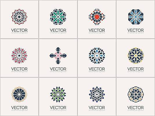 EPS 해외이미지 디자인 일러스트 추상 사람없음 세트 컬러풀 오리엔탈 심볼 만다라 해외일러스트 컬러 무늬 파일형식 벡터 이미지허브