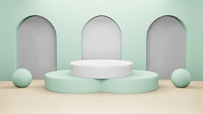 JPG 해외이미지 일러스트 사람없음 3D 원형 아치 심플 단상 민트색 해외일러스트 해외포토 포토 도형 컬러 디지털합성 파일형식 이미지허브