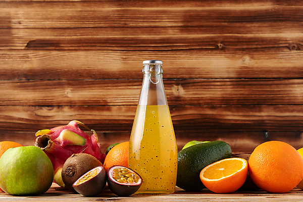 포토 JPG 해외이미지 오렌지 키위 사람없음 다양 과일주스 용과 병음료 패션후르츠 치아시드 해외포토 음료 다수 과일 씨앗 주스 열대과일 파일형식 이미지허브