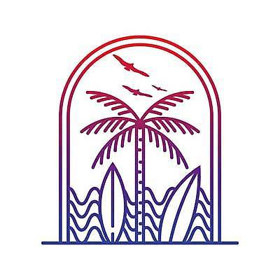 EPS 해외이미지 물결 바다 라인일러스트 일러스트 조류 사람없음 여름 야자수 보라색 서핑보드 심볼 라인아트 아치 해외일러스트 나무 동물 계절 선 컬러 보드_스포츠 파일형식 벡터 이미지허브