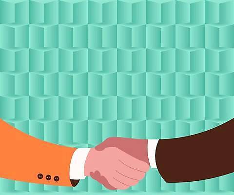 EPS 해외이미지 손 일러스트 협력 악수 협상 신체부위 민트색 해외일러스트 컬러 비즈니스 사람 손짓 파일형식 벡터 이미지허브