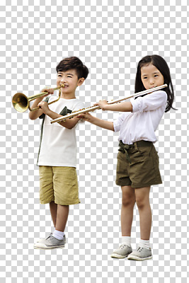 전신 편집이미지 여자 남자 어린이 악기 연주 서기 들기 누끼 사람 소녀 소년 두명 친구 유치원생 한국인 플루트 즐거움 상쾌 트럼펫 PNG 어린이만 편집소스 감정 음악 관계 모션 관악기 동양인 금관악기 파일형식