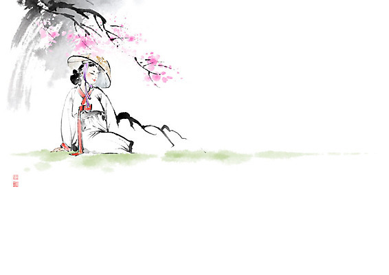 PSD 여자 꽃 일러스트 캘리그라피 휴식 사람 풍경 잔디 초원 성인 소풍 산책 나뭇가지 풀 한복 저고리 번짐 사색 낙관 기생 성인여자한명만 국내일러스트 나무 식물 직업 한국전통 컨셉 생각 야외활동 전통의상 여자한명만 성인여자만 파일형식 효과