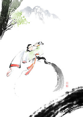 PSD 나무 여자 길 일러스트 캘리그라피 휴식 산 한명 사람 성인 소풍 산책 한복 번짐 사색 낙관 성인여자한명만 국내일러스트 식물 1 한국전통 컨셉 생각 야외활동 전통의상 여자한명만 성인여자만 파일형식 효과