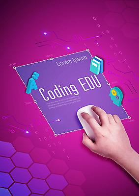 PSD 편집이미지 손 교육 한손 사람 신체부위 책 노트북 보라색 마우스 클릭 에듀 에듀케이션 코딩 스쿨팩 이미지편집 컬러 전자제품 컴퓨터용품 컴퓨터교육 파일형식
