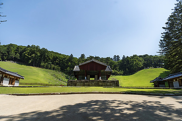 포토 JPG 주간 한국전통 여행 유적지 하늘 풍경 사람없음 야외 여름 관광지 세계문화유산 문화재 역사 한국사 조선시대 광릉 왕릉 정자각 조선왕릉 세조 정희왕후 국내포토 자연요소 전통 계절 고건축 한국 왕 남양주 파일형식 왕후