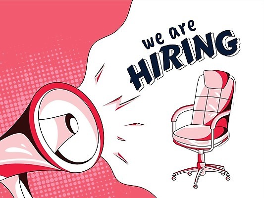 EPS 해외이미지 직업 디자인 배너 포스터 컨셉 일러스트 비즈니스 노동자 사무실 확성기 소리 발표 연결 종업원 직원 검색 면접 사냥 안락의자 위치 모집 발견 고용 수배 채용 후보 해외202004 해외일러스트 의자 구직 파일형식 벡터