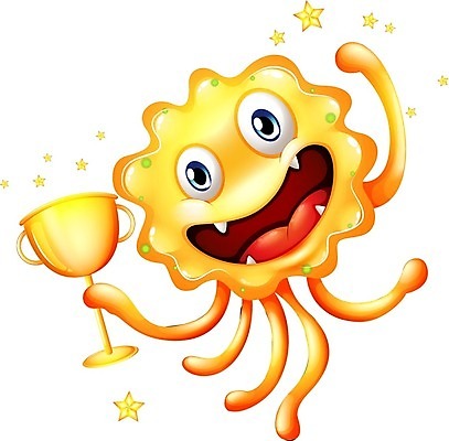 EPS 해외이미지 캐릭터 일러스트 사람없음 노란색 트로피 몬스터 해외202004 해외일러스트 일러캐릭터 컬러 상_우승 파일형식 벡터