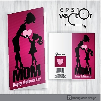 EPS 해외이미지 행복 실루엣 분홍색 일러스트 가족 사랑 사람없음 하트 축하 엽서 어머니의날 해외202004 해외일러스트 모양 기념일 감정 컬러 컨셉 관계 촬영기법 편지 미국문화 파일형식 벡터