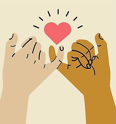 EPS 해외이미지 손 일러스트 사랑 손짓 신체부위 노란색 하트 약속 새끼손가락 해외일러스트 모양 감정 컬러 모션 사람 파일형식 벡터 이미지허브