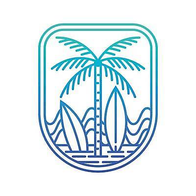 EPS 해외이미지 물결 바다 라인일러스트 일러스트 사람없음 여름 파란색 야자수 서핑보드 심볼 라인아트 해외일러스트 나무 계절 선 컬러 보드_스포츠 파일형식 벡터 이미지허브