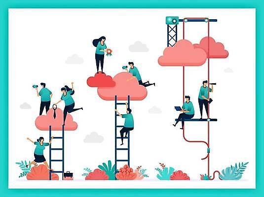 EPS 해외이미지 전신 여자 남자 밧줄 분홍색 잎 서류가방 일러스트 비즈니스 사다리 서기 들기 앉기 여러명 성인 메달 스마트 성인만 해외일러스트 식물 줄 컬러 다수 컨셉 가방 모션 사람 도구 상_상패 파일형식 벡터 이미지허브