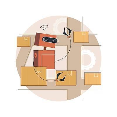 EPS 해외이미지 라이프스타일 일러스트 포장 사람없음 로봇 택배 택배상자 해외일러스트 생활 상자 운송업 파일형식 벡터 이미지허브