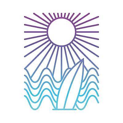 EPS 해외이미지 물결 바다 라인일러스트 일러스트 사람없음 여름 태양 서핑보드 심볼 라인아트 해외일러스트 자연요소 계절 선 보드_스포츠 파일형식 벡터 이미지허브