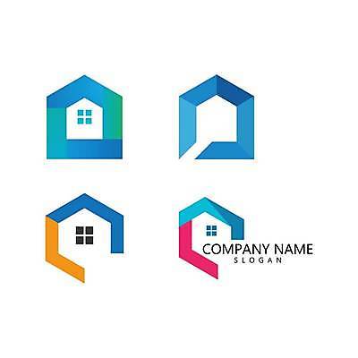 EPS 해외이미지 디자인 일러스트 비즈니스 부동산 추상 사람없음 파란색 플랫 심볼 집모양 해외일러스트 모양 컬러 무늬 재산 파일형식 벡터 이미지허브