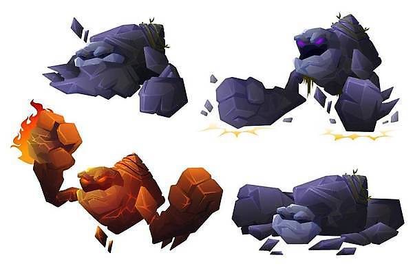 EPS 해외이미지 일러스트 사람없음 세트 주먹 게임 돌_바위 몬스터 엘리먼트 해외일러스트 모션 놀이 파일형식 벡터 이미지허브