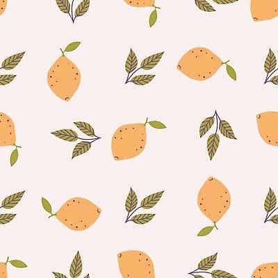 EPS 해외이미지 분홍색 백그라운드 잎 패턴 일러스트 사람없음 패턴백그라운드 시원함 레몬 해외일러스트 식물 컬러 무늬 과일 파일형식 벡터 이미지허브