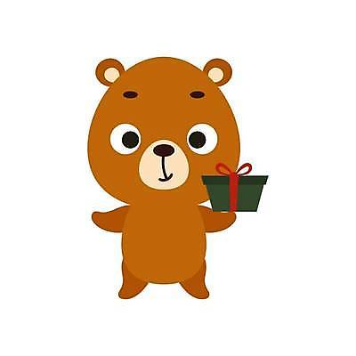 EPS 해외이미지 일러스트 들기 사람없음 선물상자 갈색 귀여움 만화 곰캐릭터 해외일러스트 컬러 동물캐릭터 컨셉 곰 모션 선물 상자 파일형식 벡터 이미지허브