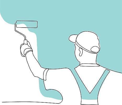 EPS 해외이미지 남자 하늘색 라인일러스트 일러스트 페인팅 한명 들기 상반신 성인 색칠 페인트칠 라인아트 손그림 드로잉 페인트롤러 성인남자한명만 해외일러스트 1 선 모션 미술 사람 파란색 남자한명만 성인남자만 파일형식 벡터 이미지허브