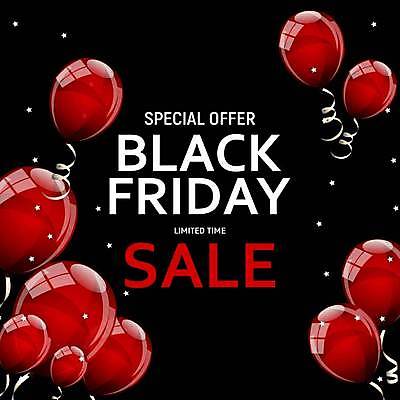 EPS 해외이미지 배너 일러스트 이벤트 사람없음 빨간색 세일 검은색 풍선 블랙프라이데이 해외일러스트 컬러 데이이벤트 파일형식 벡터 이미지허브