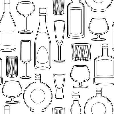 EPS 해외이미지 패턴 술잔 라인일러스트 일러스트 유리 술병 사람없음 낙서 해외일러스트 무늬 재질 병_용기 잔 주류 파일형식 벡터 이미지허브