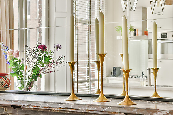 포토 JPG 해외이미지 꽃 초 실내 사람없음 인테리어 반사 거울 촛대 심플 대리석 해외포토 식물 디자인 재료 내부 파일형식 이미지허브